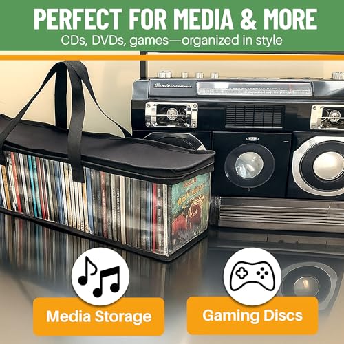 Evelots CD Storage Bags, 4 Pack, Holds 200 CDs with Handles - size: 4-Pack (Holds 200), style: CD Storage Bag