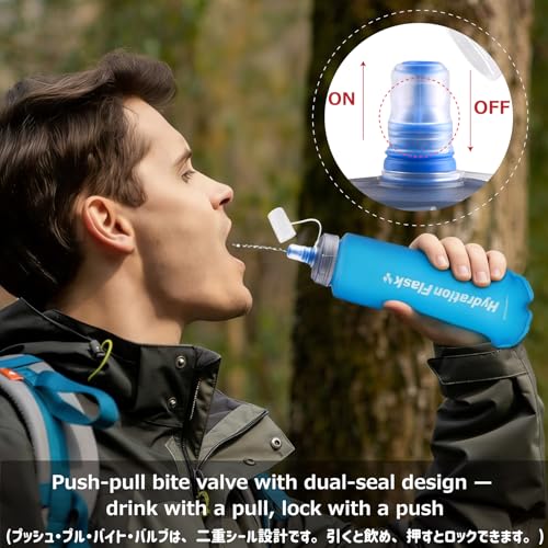Azarxis TPU Soft Flask Collapsible Water Bottle Running Folding Gel Water Reservoir Handheld for Hydration Pack Hiking Cycling Climbing Jogging Marathon Trail Race - color: #05 Blue - 500ml - 2-pack