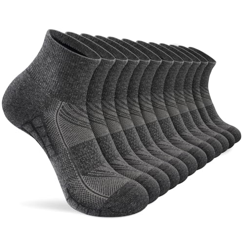 Ankle Socks Women White Black, 6/12 Pairs Running Quarter Socks - color: Dark Gray, size: 8-11