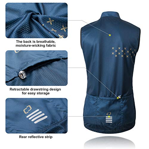 CATENA Men's Windbreaker Vest Windproof Sleeveless Jacket Visibility Safety Gilet Super-Light Coat Active - color: Navy-blue, size: Medium