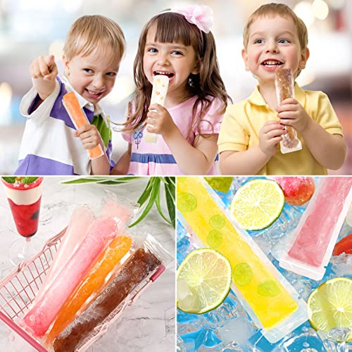 FEBSNOW 120 Pcs Disposable Ice Pop Bags Popsicle Molds With Funnel - size: 7.5"x2"