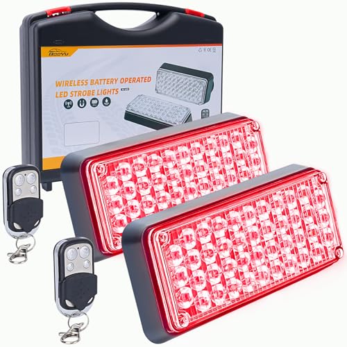 Red Magnetic Flashing Strobe Lights/w Controller, 2-Pcs - color: R/R