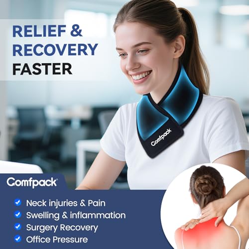 Comfpack Neck Ice Pack Wrap, Flexible Gel Ice Pack for Neck, Wrists, Head