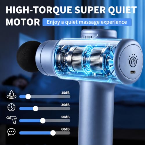 Massage Gun Deep Tissue, Handheld Neck Massager, Portable - 6 Adjustable Vibration Levels, Electric Back Massagers for Athletes, Home & Gym, Mothers Day Gifts (Blue) - color: Blue