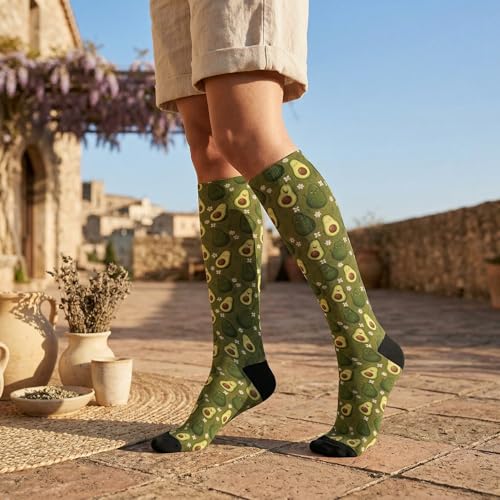 Compression Socks Knee High Support Stockings Women Men - color: Cute Avocado