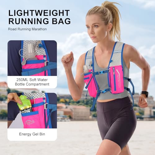 INOXTO Running Hydration Vest Backpack,Lightweight Insulated Pack with 1.5L Water Bladder Bag Daypack for Trail Hiking Running Cycling Race Marathon for Women Men - color: Pink