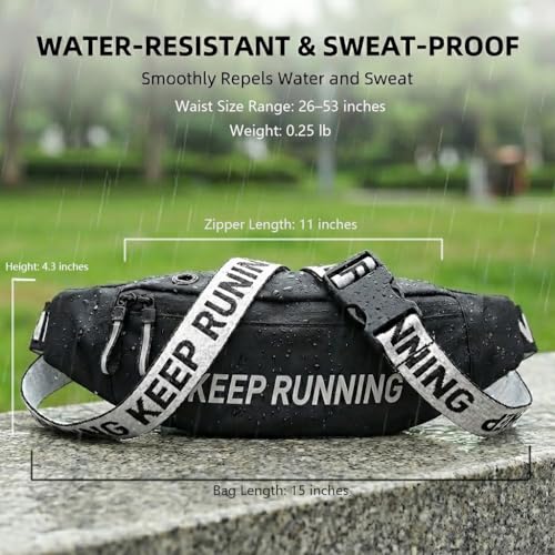 Slim Running Waist Pack for Women Men, Large Capacity Waist Belt with Organized Compartments, No-Bounce Secure Fit for Cycling, Hiking, Climbing Adventure & Reflective Safety Night Running - Black - color: Legendary Black