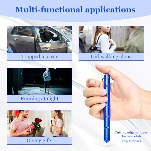 Self Defense Keychain for Women - Emergency Glass Breaker, Personal Security Tool & Safety Keychain Set (Silver, Blue, Black)