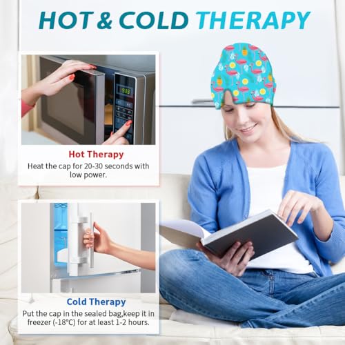Migraine Relief Cap, Soothing Headache Ice Face Mask Products - color: Pink+blue2