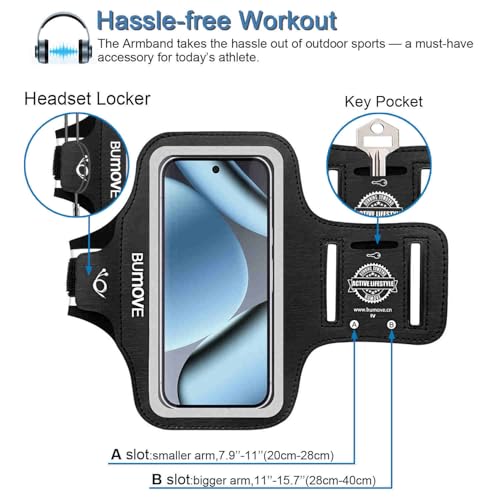 Running Armband Phone Holder with Headset Locker Fits up to 6.3" - size: G6.3"