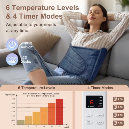IGXHAVIZ Electric Heating Pad with Adjustable Belt - color: Blue
