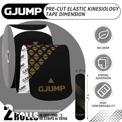 Kinesiology Tape, Precut Athletic Sports Tape 40 Strips (2 Rolls) - color: Black Gold, size: 2 Rolls