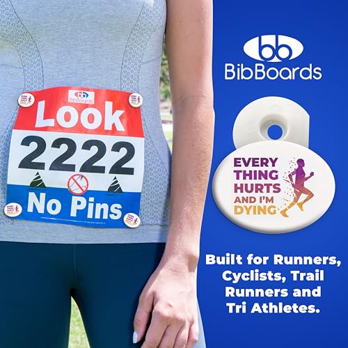 BibBoards bibSNAPS Race Bib Clips, Everything Hurts, 4 Pack - color: Everything Hurts and I'n Dying