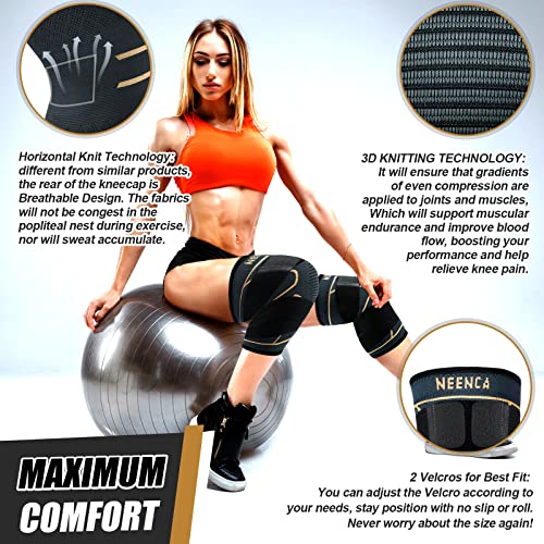 Compression Knee Brace for Women & Men - 2 Pack with Adjustable Straps - color: 2 Pack - Copper, size: Small