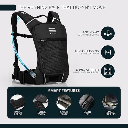 FITLY Sub90 Running Hydration Vest - No-Bounce Water Pack - color: Edgy Black, size: X-Small-Small