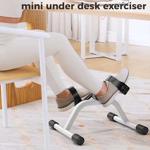 RYGEO Pedal Exerciser Mini Exercise Bike for Leg and Arm Recovery Exercise Lightweight and Portable Floor Bike - color: White