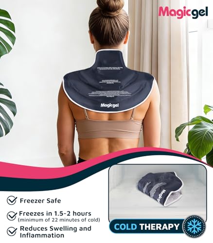 Magic Gel Ice Pack for Neck and Shoulders, Reusable Cervical Ice Pack Wrap for Neck Pain Relief, Flexible Gel Cold Pack for Shoulder Surgery Recovery, Rotator Cuff Injuries, Physical Therapy - Small - style: Small