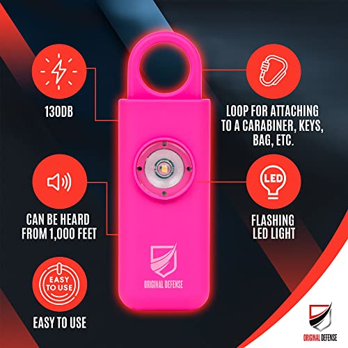 Original Defense® Siren Self-Defense Alarm - 125 dB Keychain Alarm with LED Strobe Light for Women, Children, and Elderly - Police Recommended - (Magenta, 1 Count) - color: Magenta