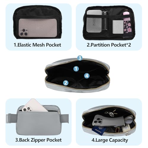 Waist Belt Bag Fashion Fanny Women and Men Gift Waist Pack With Adjustable Strap For Travel Running Hiking Walking Light Grey - color: Light Grey Fanny Pack
