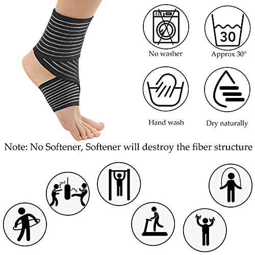 Syhood 4 Pieces Compression Leg Wraps Bandage Adjustable Ankle,28 Inches - size: 70 cm