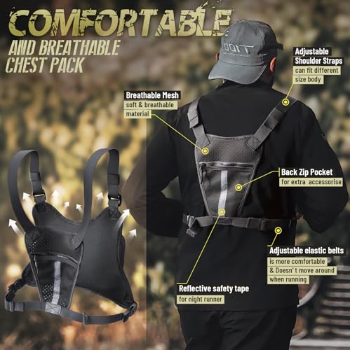 RXW Chest Bag for Men Women, Tactical Chest Rig Holster, EDC Chest Pack - color: Black