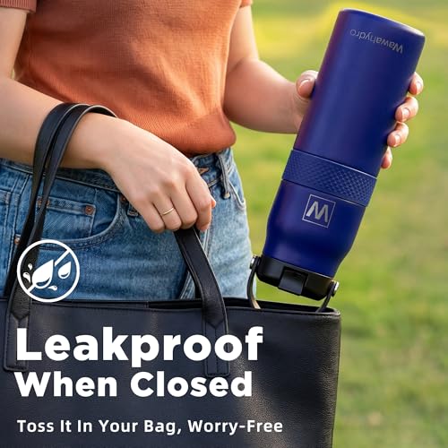 32 oz Insulated Water Bottle with Straw, Leakproof Stainless Steel Bottle with Handle, Non-Slip Silicone Sleeve, Internal Markings, Dishwasher Safe for Travel, Gym, Sports, Mint Blue - color: Mint Blue