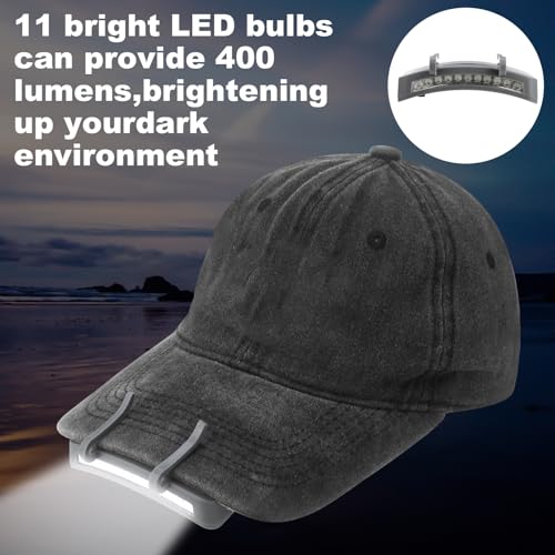 Mudder 2 Pcs Grey Hat Light Clip on Battery Powered 11 LED Cap Flashlight - color: Gray, size: 11 LED