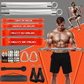 DASKING Resistance Band Bar Set for Home Gym, 500LB Total Resistance with Longer Bar & 4 Stackable Bands, Detachable for Full Body Workouts, Door Anchor, Exercise Guide - style: 90CM/35.4” Length