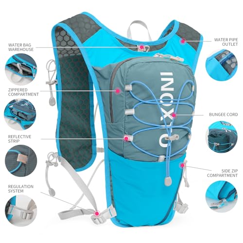 IX INOXTO Running Hydration Vest for Women Men with 500ML Soft Flask - color: blue with 500ml
