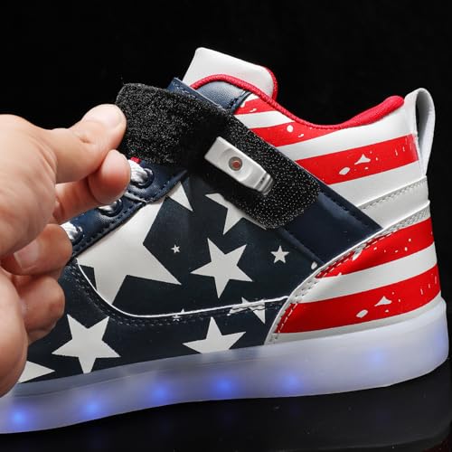 YuanRoad Unisex LED Light Up Shoes with USB Charging Glowing Luminous LED Sneakers - color: Blue High Top, size: 9 Women/7.5 Men