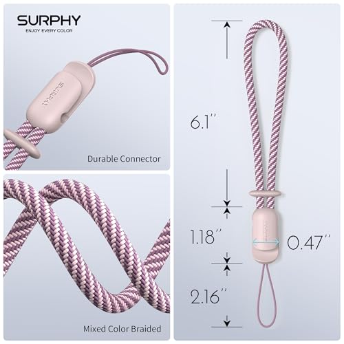 SURPHY 2 Pack Phone Lanyard, Phone Wrist Strap for Case, Camera Wrist Strap - color: Pink & Pink