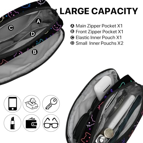 Colorful Cat Fanny Pack Women Fashion Belt Bag Waterproof Adjustable Strap Waist Pouch Casual Workout Travel Cycling Running - color: Red
