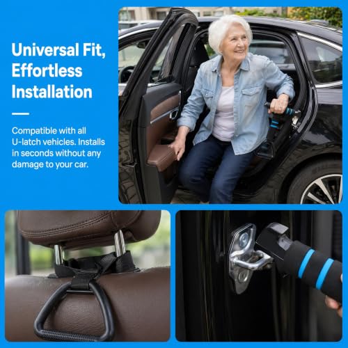 SlimStar Car Door Handle Assist Kit for Seniors, Handle + 2 Straps