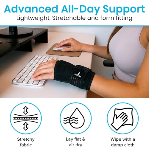 Arctic Flex Wrist & Thumb Ice Pack Wrap - Extra Strength Hot & Cold Therapy - color: Black, size: Medium