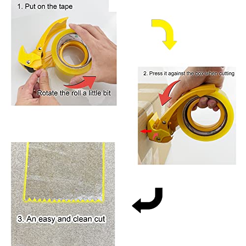 Blade Safety Pink Cover Packing Tape Dispenser Gun 2-Inch, 2 Pack Metal Tape Gun with Safety Protection, 3-Inch Inner Paper Core