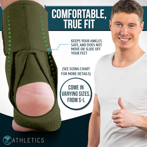 Z ATHLETICS Ankle Brace for Women & Men - Lace Up Adjustable Support with Side Stabilizers for Sprained Ankle, Achilles Tendonitis Relief | Basketball, Volleyball, Running & Sports Recovery