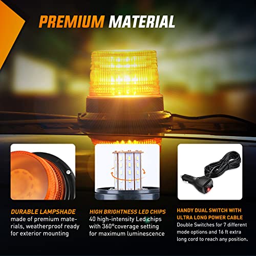 Nilight 40 LED Strobe Light Amber Warning safety Flash Beacon Lights - color: ABS Base