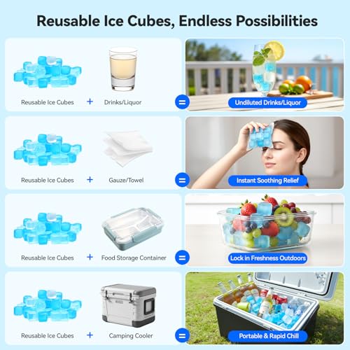 360 Pack Reusable Ice Cubes, Refreezable Plastic Ice Cubes - color: blue and white