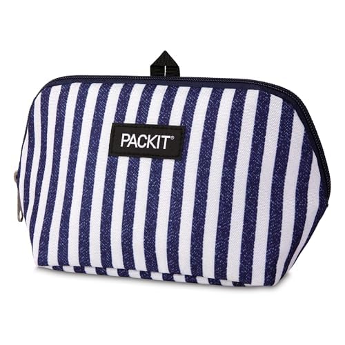 PackIt Freezable Snack Bag, Seaside Stripes, Medium (Pack of 12) - color: Azul & blanco