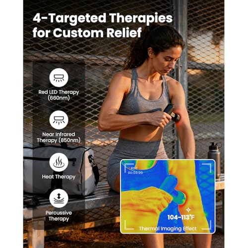 BOB AND BRAD Q2 Ultra Mini Massage Gun with Red Light Infrared,Pocket-Sized - color: Shadow Black