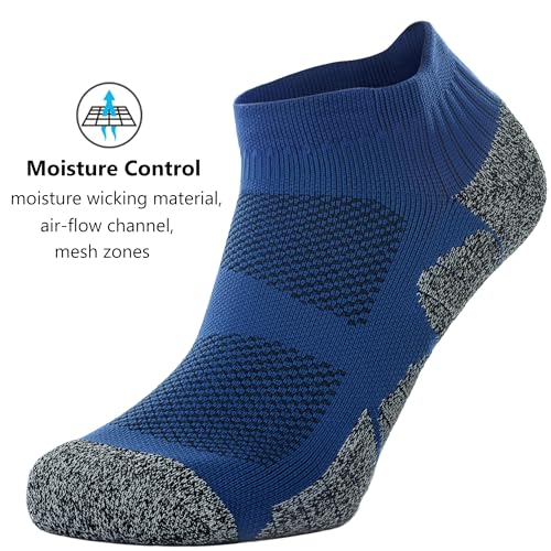 CWVLC Cushioned Athletic Ankle Compression Socks for Women Men 3/6 Pairs - color: 3-pairs Royal, size: X-Large