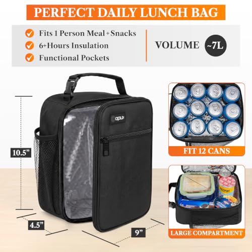 opux Insulated Lunch Box Kids & Adults, Leakproof Soft Cooler Bag, Black - color: Black