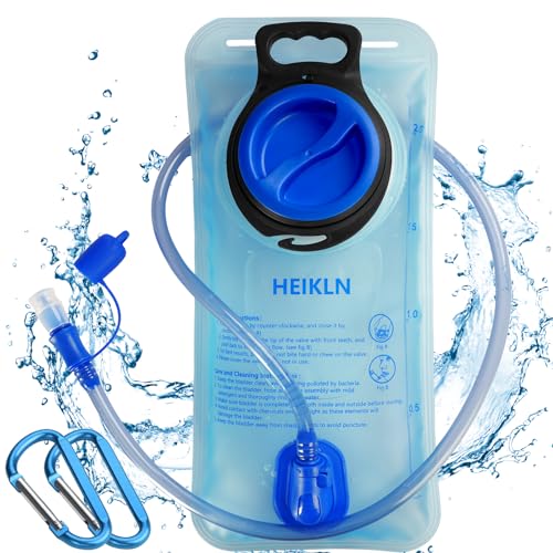 HEIKLN Hydration Bladder 1.5L-2L-2.5L-3L,Leak Proof Water Reservoir, BPA Free Military Water Storage Bladder Bag Hydration Pack Replacement Easy Clean for Bicycling Hiking Camping Hunting Running - color: 2L Blue