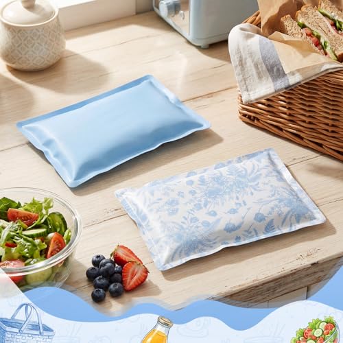 VIHOSE 2 Pcs Ice Packs for Lunch Box Bag - color: Blue, style: Floral