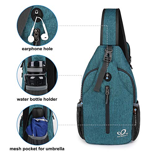 WATERFLY Crossbody Sling Backpack Sling Bag Travel Hiking Chest Bags Daypack (Teal blue) - color: B-teal Blue