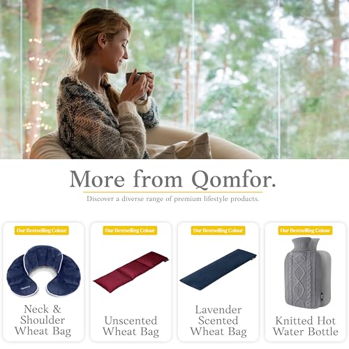 Qomfor - Microwavable Heating Pad - Gray - Lavender Scented Heat Pack - Therapeutic Heat Wrap for Neck, Shoulders & Period Cramps Pain Relief - Reusable Hot/Cold Therapy Bag - color: Dark Grey