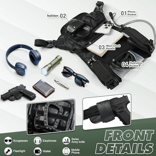 Hydration Running Vest Backpack with 2L Water Bladder - Lightweight & Reflective Chest Pack with Gear Holder, Includes Free Carabiner for Hiking, Running, Cycling, Marathon (Men & Women)