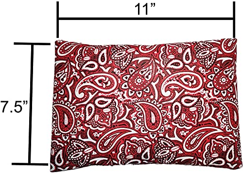 Microwavable Corn Filled Heating Pad and Cold Pack/Washable 100% Cotton Cover (Bandana - Shiny Red, 7.5in W x 11in L) - size: 7.5in W x 11in L, style: Bandana - Shiny Red