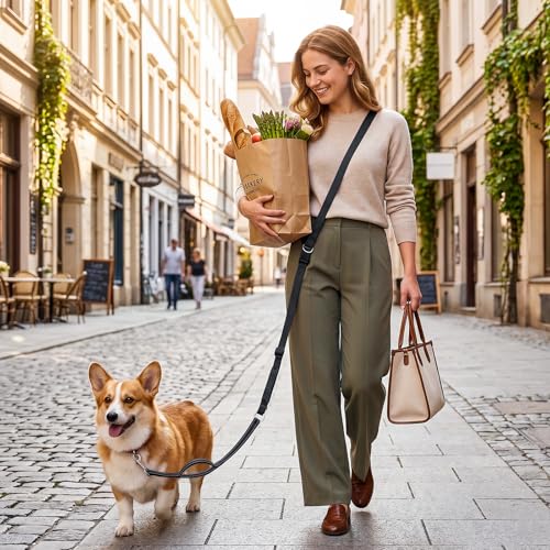 XiaZ Hands Free Dog Leash,Versatile Hands Free Leash,5.9-7.9 FT Waist Belt with Double Handles for Small Medium and Large Dogs Walking, Running and Jogging, Black - color: BasicBlack
