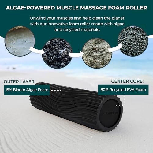 Oceanfoam Tidal Roller - Muscle Massage Foam Roller for Exercise (Black)